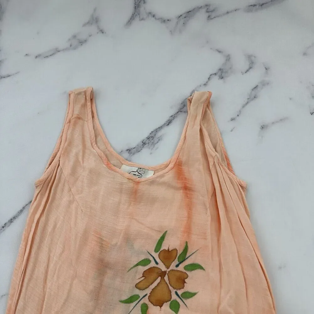 AT Moda Estate Womens Vintage 90s Slip Maxi Dress Size M Peach Orange Floral - Picture 2 of 10